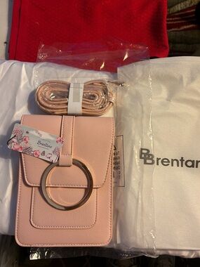 Brentano Blush Pink Crossbody Phone Bag with Gold Ring